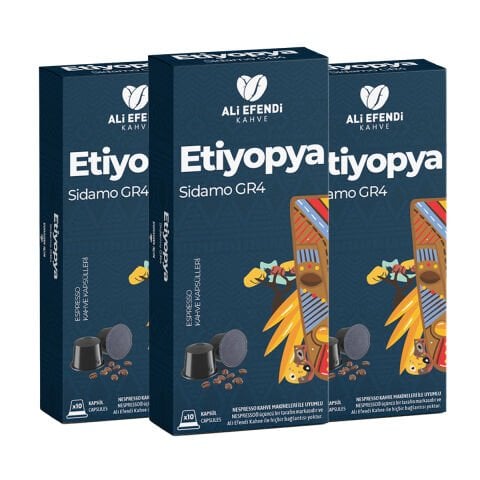 Ali Efendi Kahve Etiyopya (Sidamo) GR4 Kapsül Kahve Nespresso uyumlu 3x10'lu