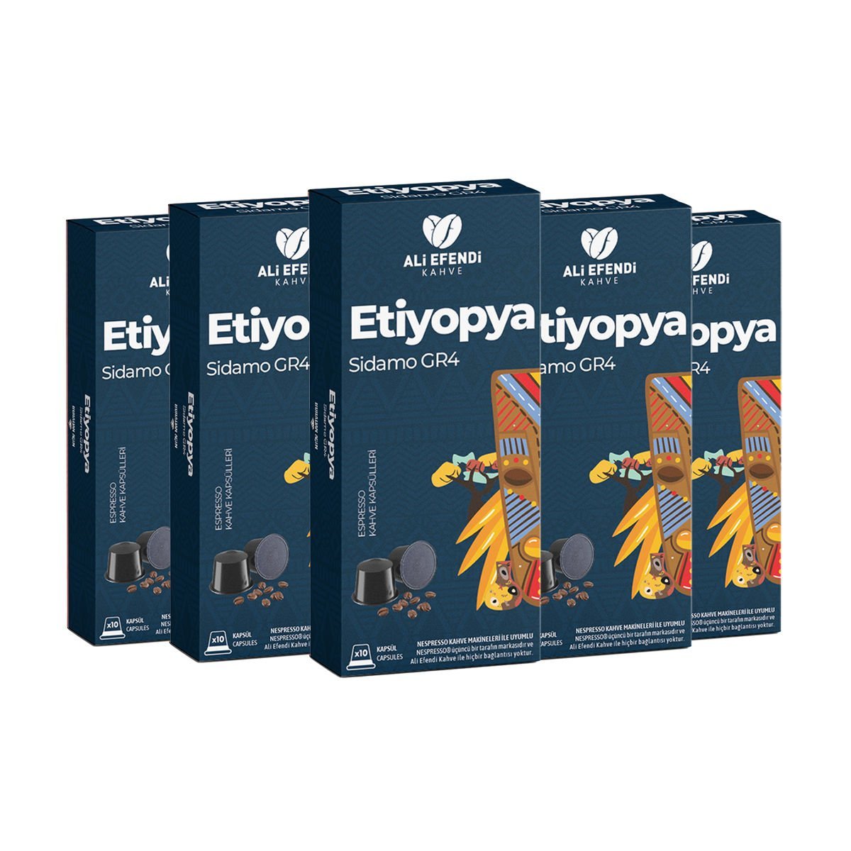 Ali Efendi Kahve Etiyopya (Sidamo) GR4 Kapsül Kahve Nespresso uyumlu 5x10'lu