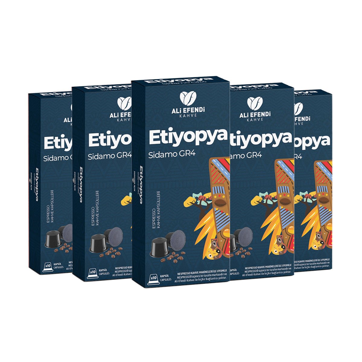 Ali Efendi Kahve Etiyopya (Sidamo) GR4 Kapsül Kahve Nespresso uyumlu 5x10'lu