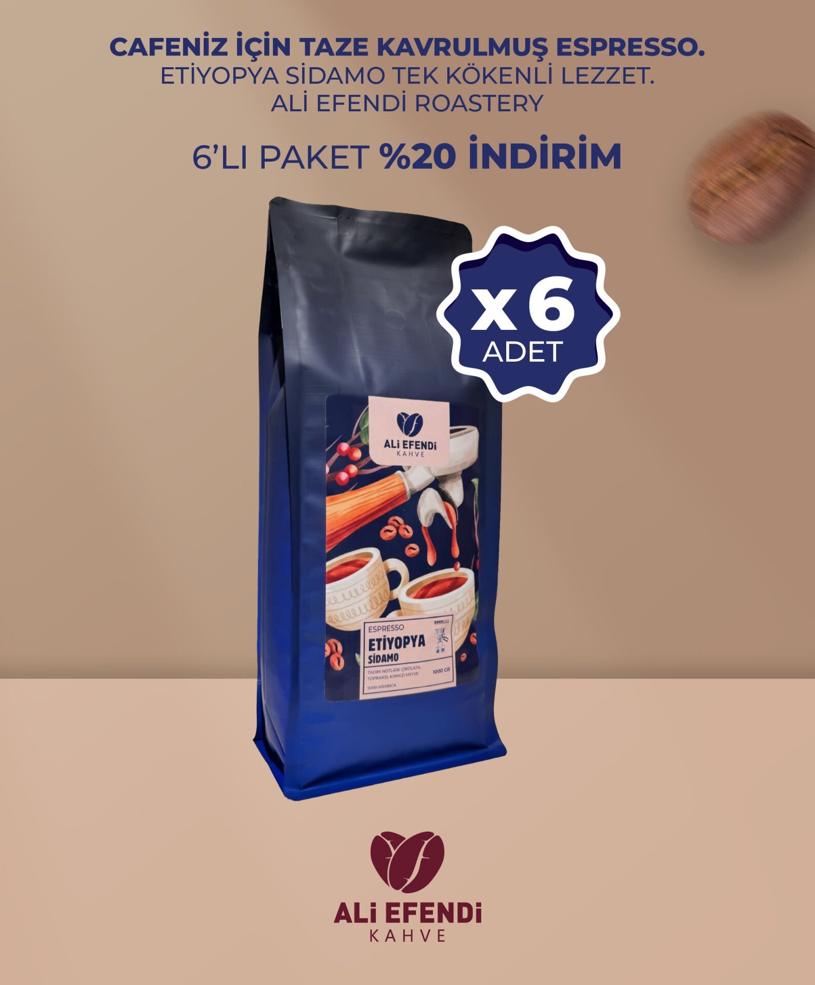 6 kg Espresso Etiyopya Sidamo - İşletmelere özel